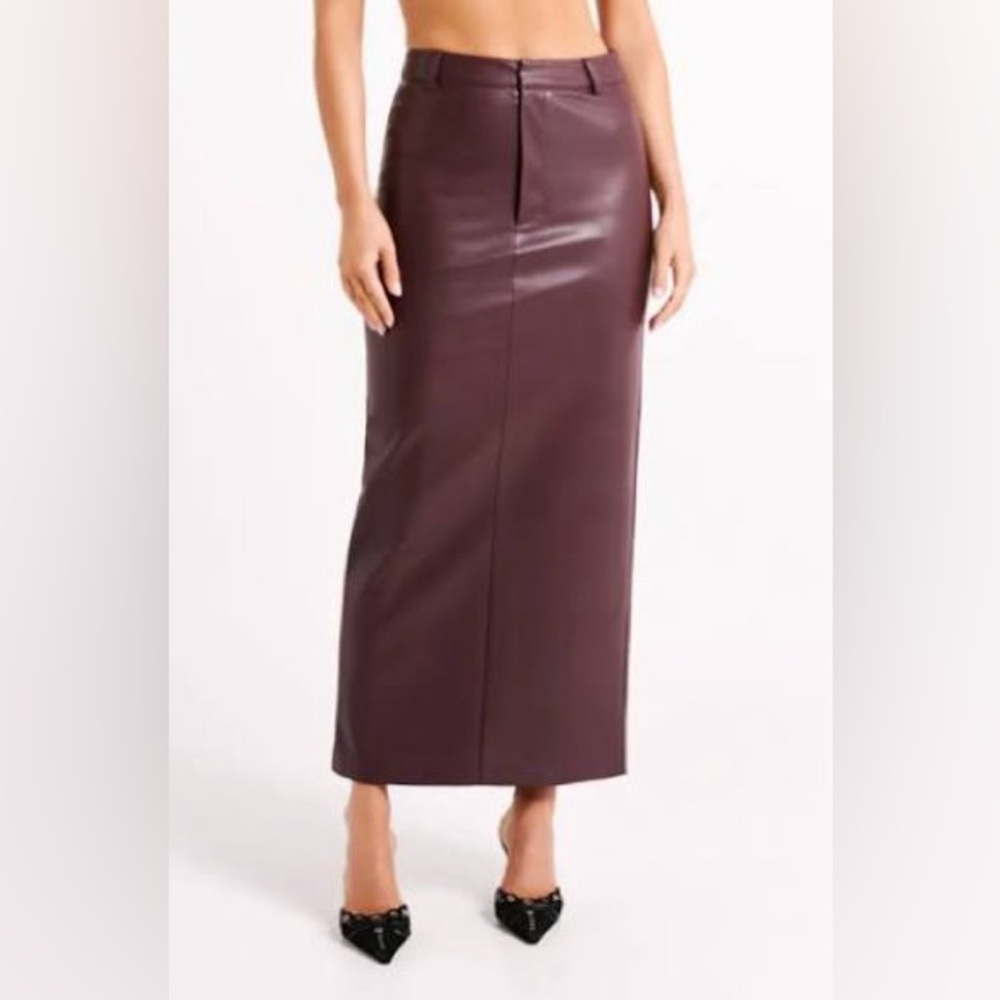 Meshki Deep Burgundy Pencil Skirt